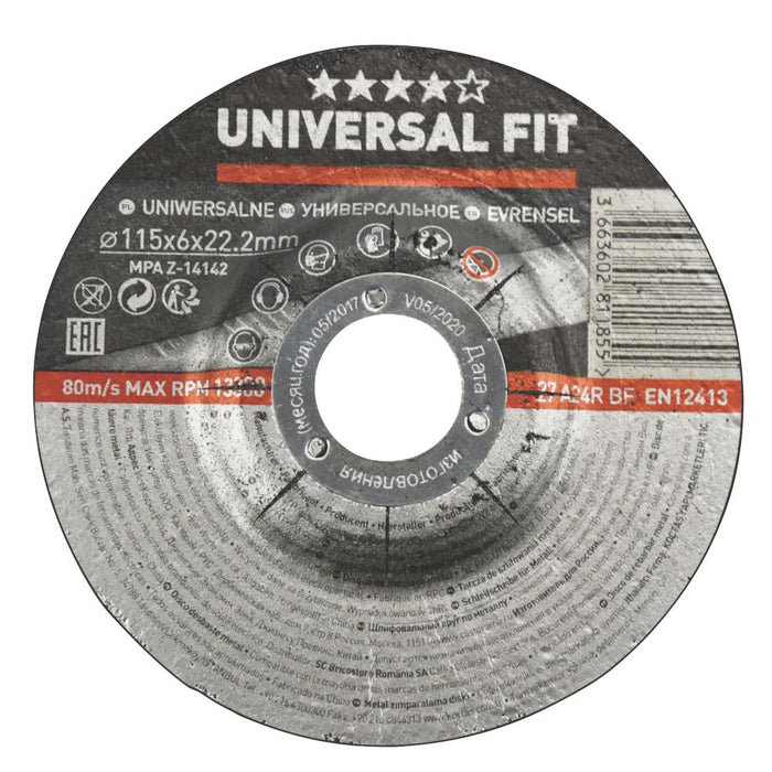Metal Grinding Disc 4 12" (115mm) x 6 x 22.2mm