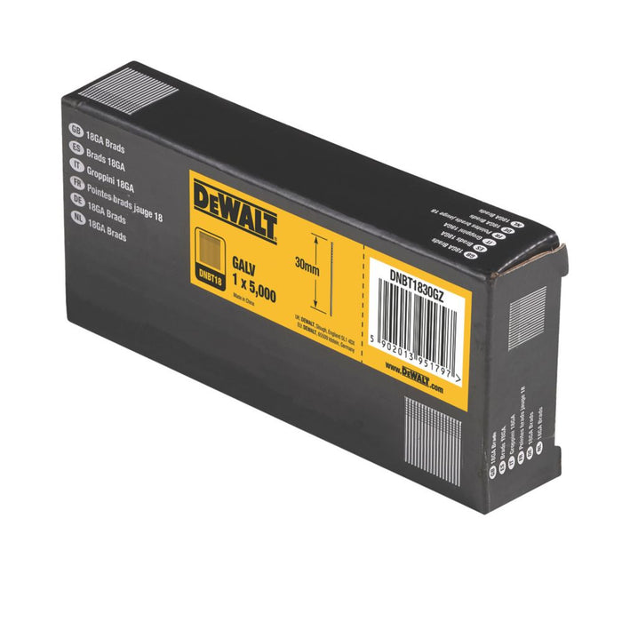 DeWalt Galvanised Brad Nails 18ga x 30mm 5000 Pack