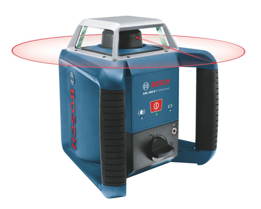 Samopoziomujący obrotowy niwelator laserowy czerwony z odbiornikiem Bosch GRL400