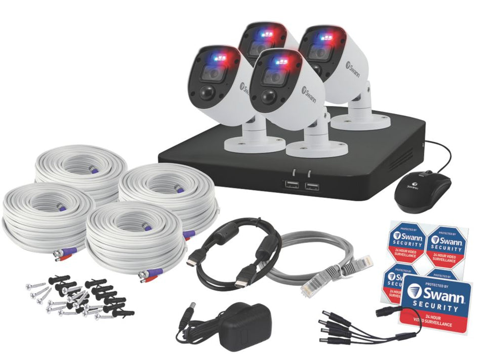 Swann - Kit de CCTV de DVR de 8 canales y 32 GB SWDVK-84680SD4-EU con resolución 1080p y 4 cámaras de interior y exterior