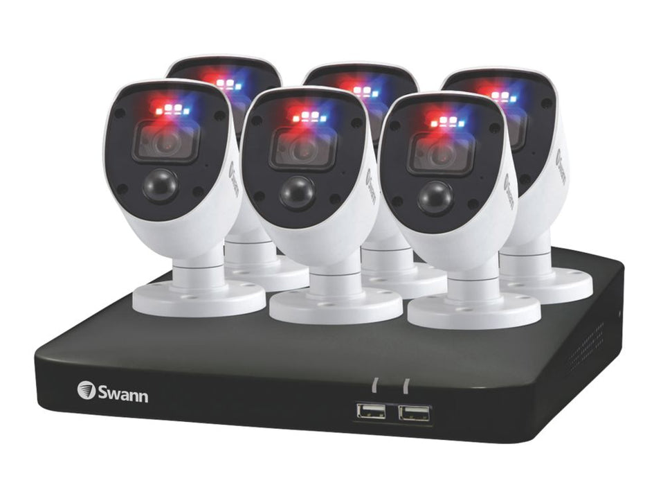Rejestrator 1080p Swann SWDVK-846806SL-EU 8-kanałowy z dyskiem 1 TB i 6 kamer do użytku w pomieszczeniach i na zewnątrz system monitoringu wizyjnego