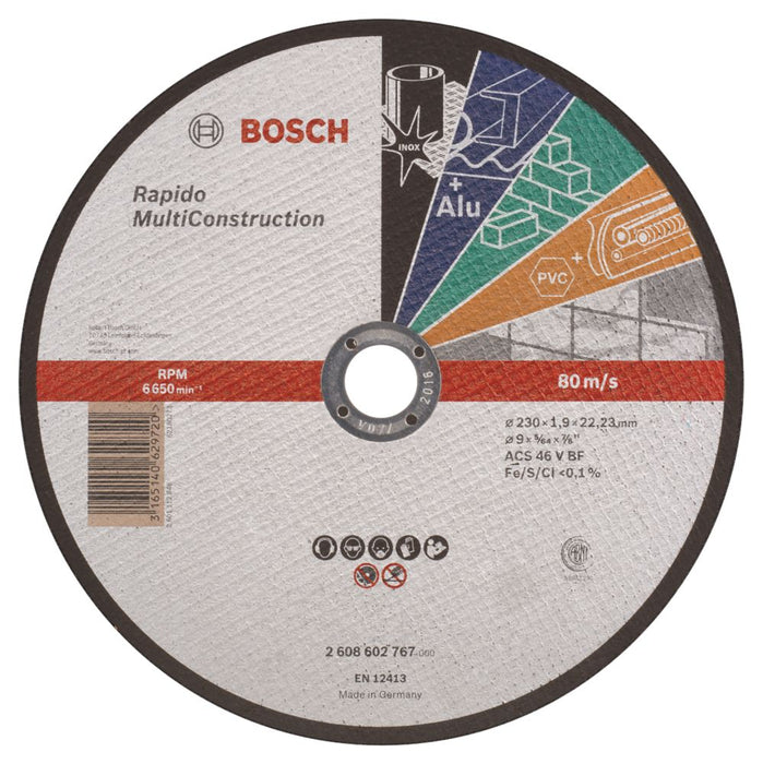 Disque à tronçonner multi-matériaux 9" (230mm) x 1,9 x 22,23mm Bosch Rapido