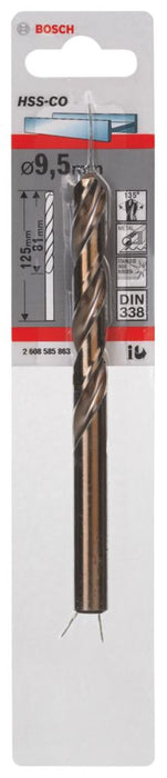 Bosch, broca de HSS con vástago recto Twist Cobalt 2608585863 de 9,5 × 125 mm
