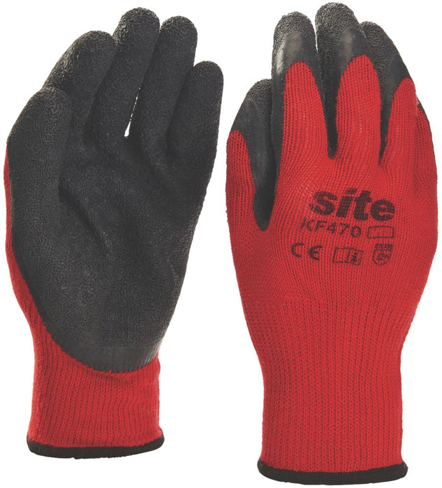 Site 470, guantes de agarre de látex, rojo/negro, talla L