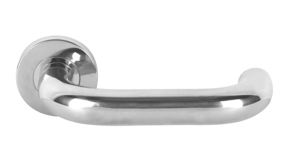 Eurospec Safety Fire Rated Safety Lever on Rose Pair Polished Stainless Steel