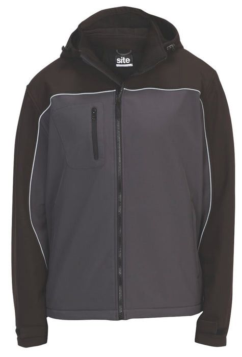 Site Kardal, chaqueta softshell resistente al agua, negro/gris, talla L (pecho 52")