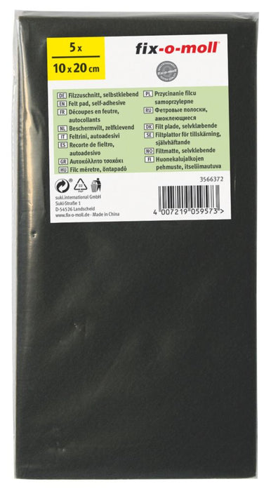 Patines de fieltro autoadhesivos rectangulares marrones Fix-O-Moll, 100 mm x 200 mm, pack de 5