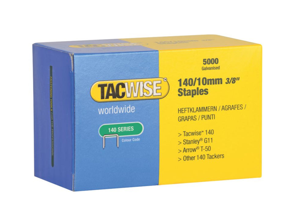 Grapas de alta resistencia galvanizadas Tacwise serie 140, 10 mm x 10,6 mm, pack de 5000
