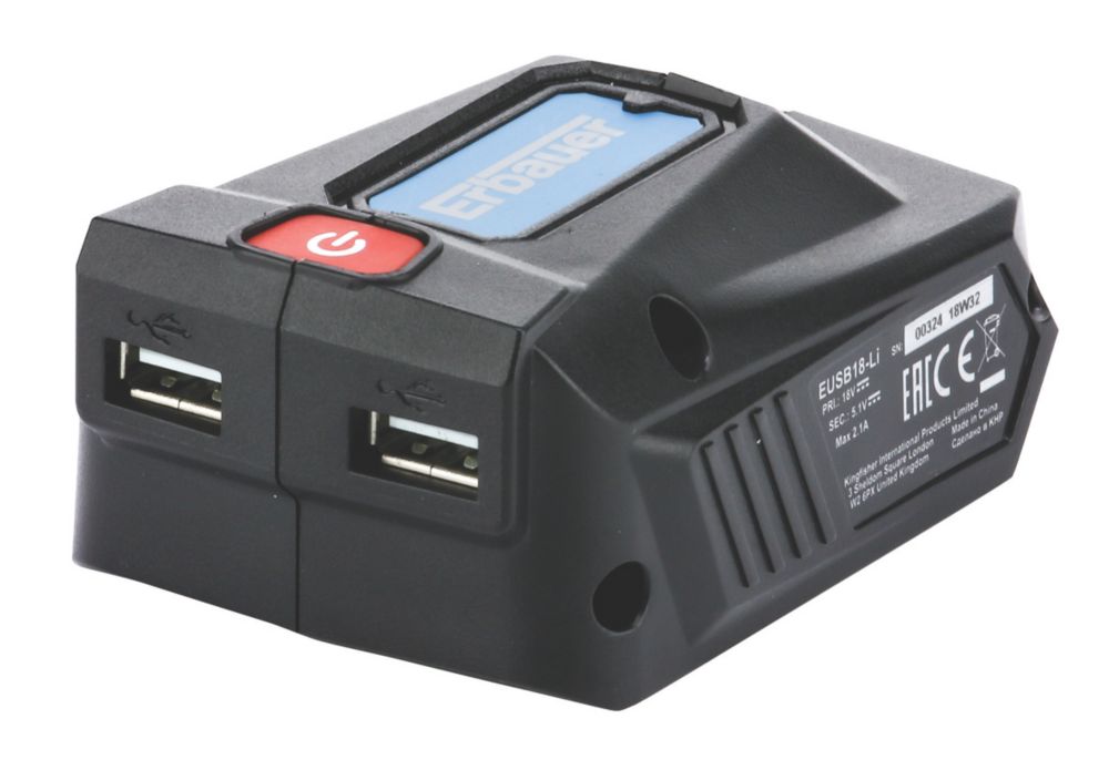 Adaptador de batería Erbauer EUSB18-Li para carga USB