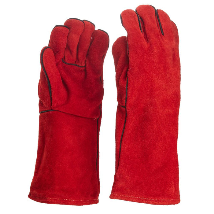 Site 370, guantes de mano y antebrazo para soldadura MIG en piel, rojo, talla L