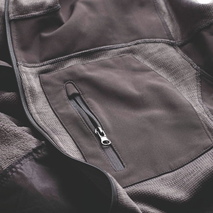 Bluza dzianinowa softshell z kapturem Site Rowan ciemnoszaro-czarna M obwód klatki piersiowej 97–102 cm