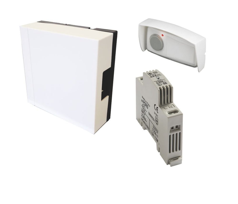 SCS Sentinel - Kit de pulsador timbre electromecánico con cable, blanco