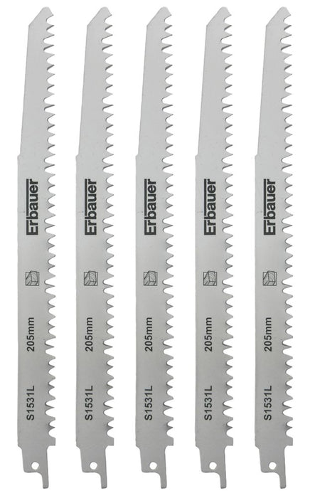 Erbauer SRP47413-5pc S1531L Green Wood Reciprocating Saw Blades 205mm 5 Pack