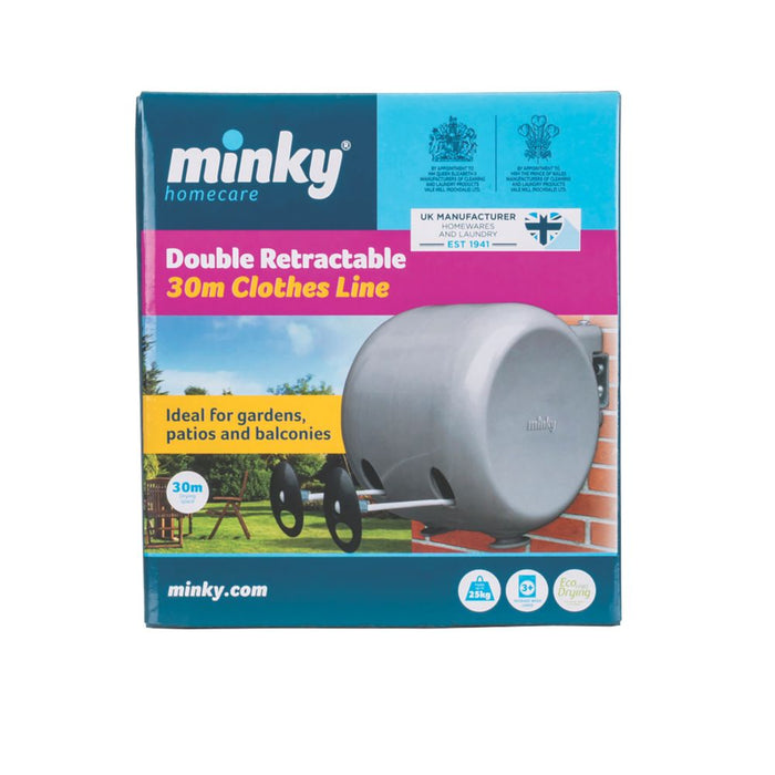 Minky 2 Line 15m Grey Retractable Washing Line