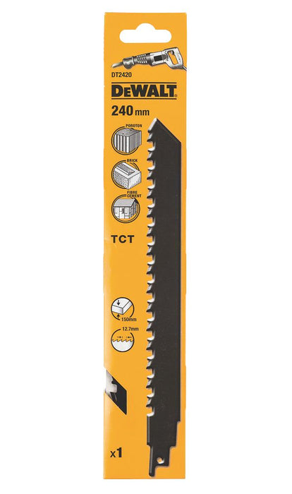 DeWalt, hoja de sierra de sable TCT para mampostería DT2420-QZ de 240 mm