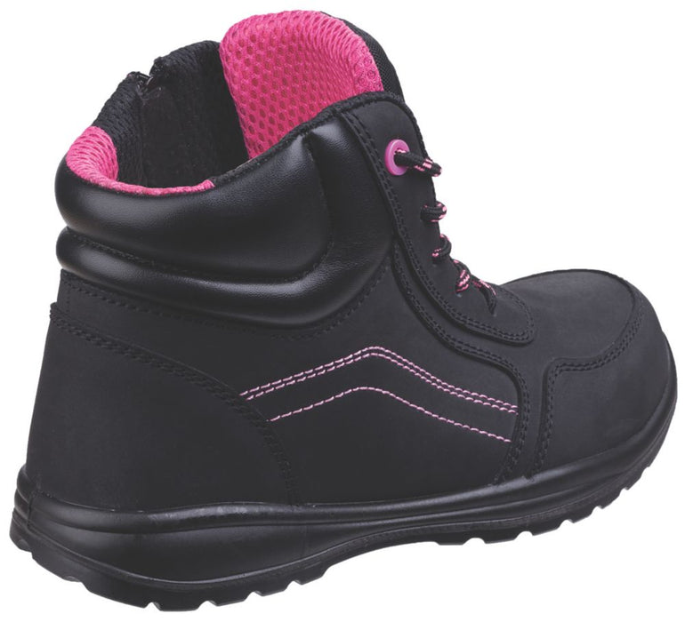 Chaussures de sécurité montantes pour femme sans métal Amblers Lydia noir / rose taille 38
