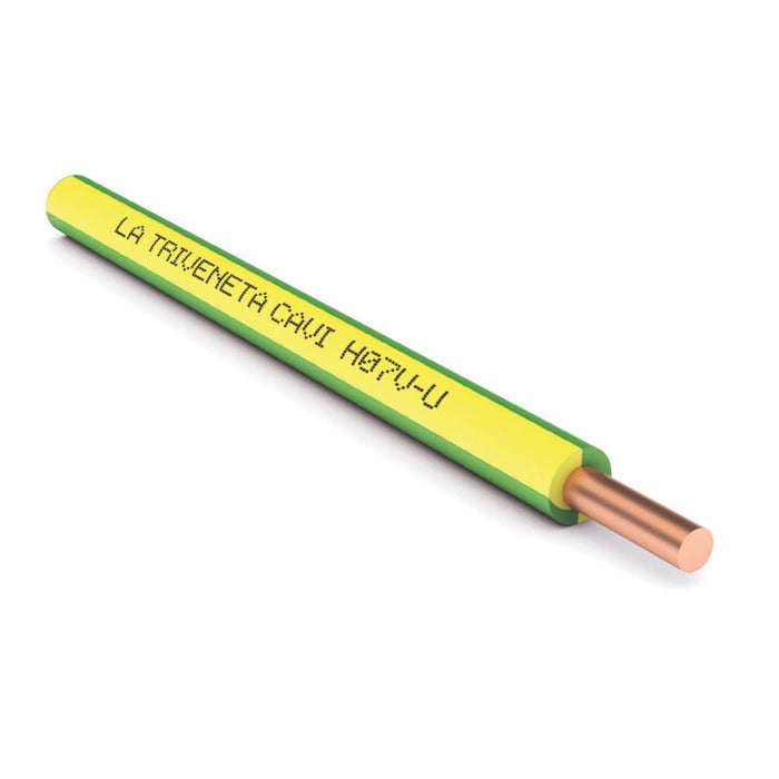 Cable de conducto H07VU, 1 conductor, 2,5 mm², verde/amarillo, bobina de 100 m