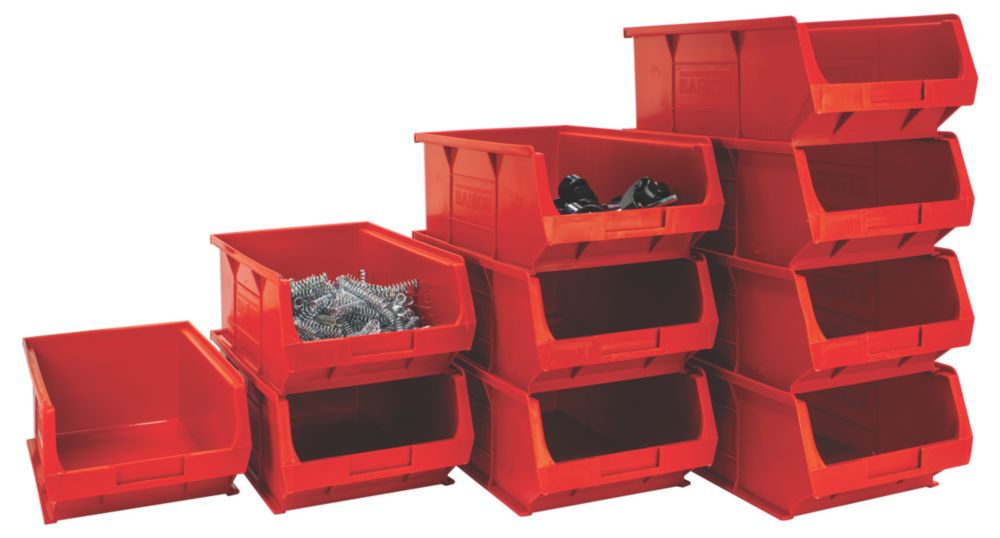 Barton TC4 Semi-Open-Fronted Storage Bins 9.1Ltr Red 10 Pack — Screwfix EU