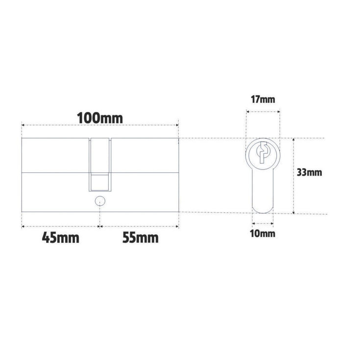 Smith & Locke - Cilindro de perfil europeo de 6 pasadores, niquelado, 45-55 (100 mm)