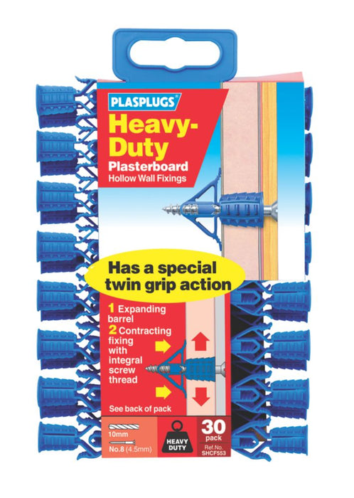 Plasplugs  Heavy Duty Plasterboard Fixings 10mm x 36mm 30 Pack