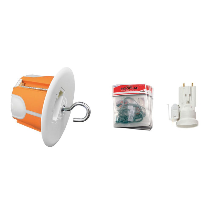 Capri  1-Gang Dry Lining Waterproof Box, DCL Center Point, E27 Socket, Plug & Fixoplaf 50mm