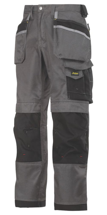 Snickers DuraTwill 3212, pantalón con bolsillos de pistolera, gris/negro (cintura 35", largo 32")