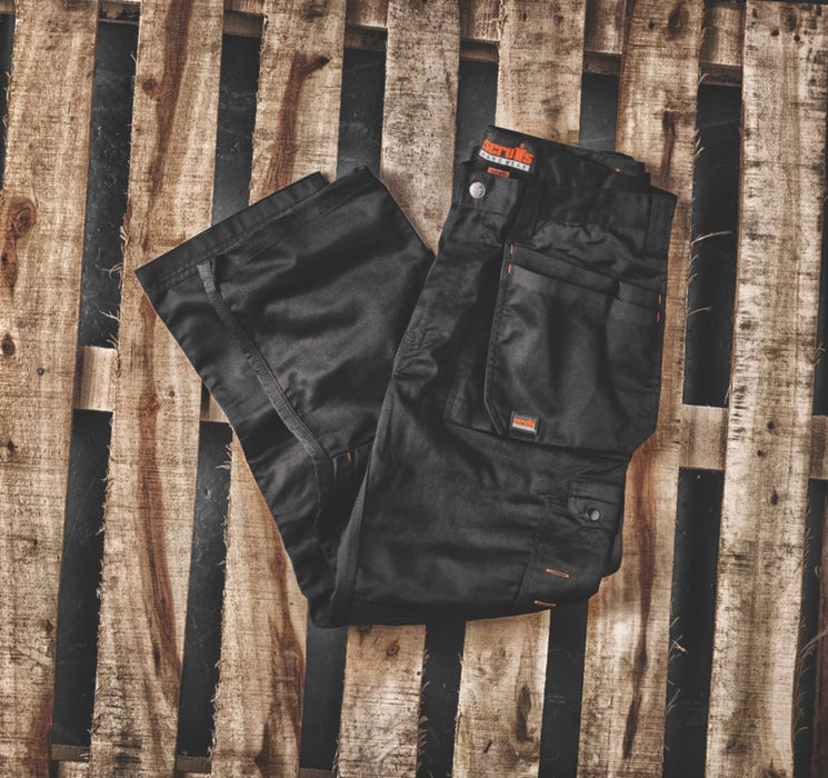 Scruffs Worker Plus, pantalones de trabajo, negro (cintura 28", largo 29")