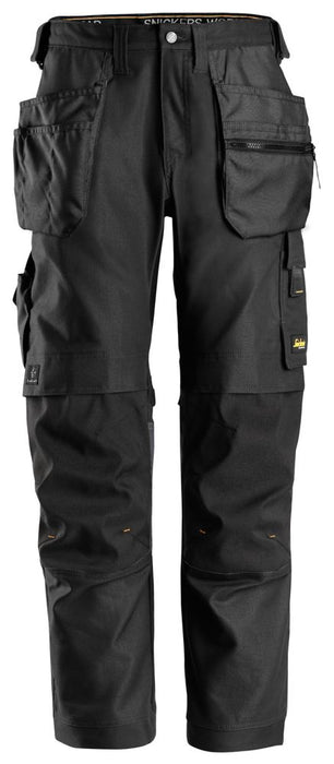 Snickers AllroundWork Canvas+, pantalón elástico, negro (cintura 31", largo 32")