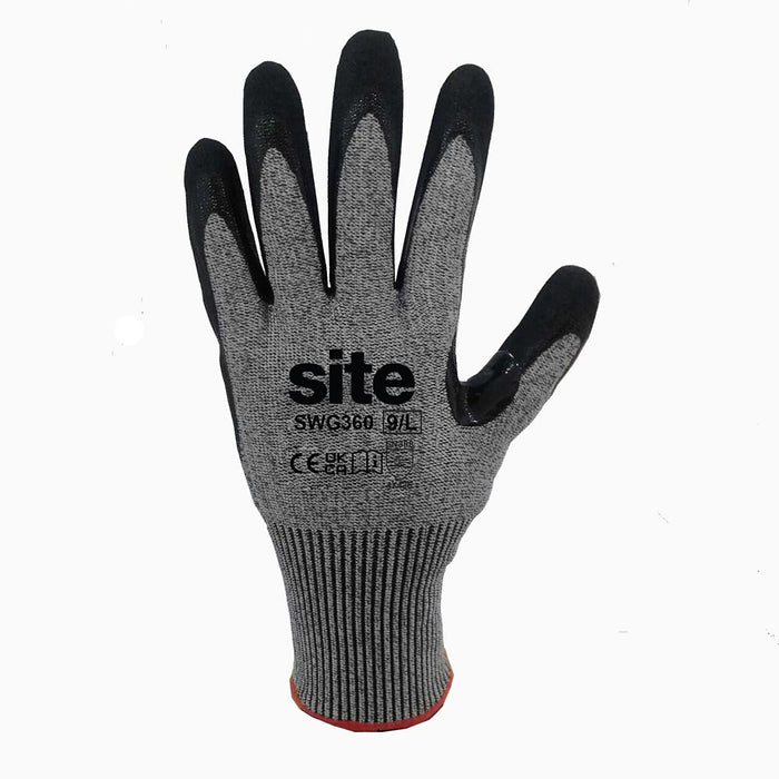 Site SWG360, guantes resistentes a los cortes, negro, talla L