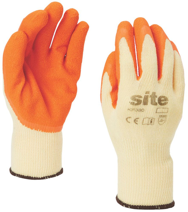 Site 380 Latex Builders Gloves OrangeYellow Small