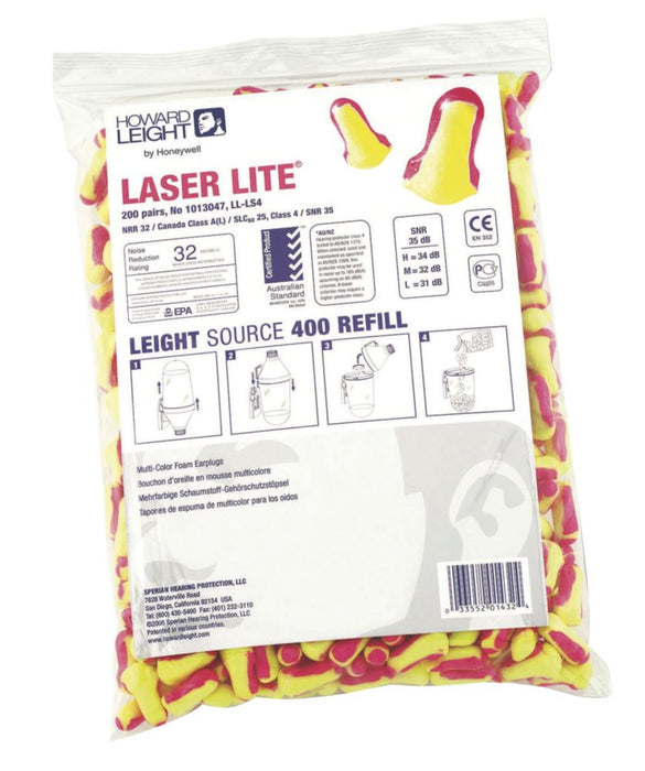 Howard Leight Laser Lite, tapones para los oídos de espuma, 35 dB, 200 pares