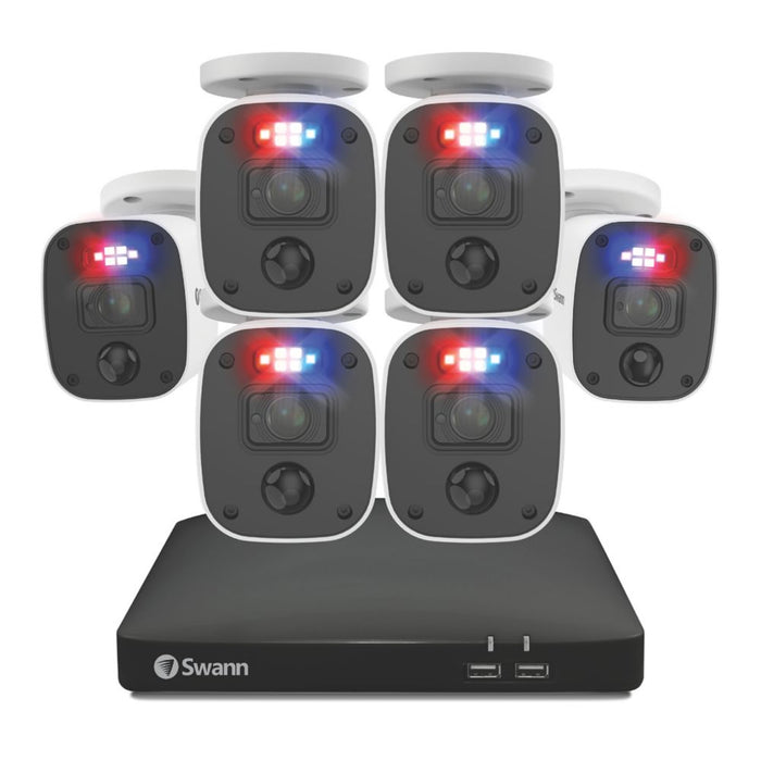 Swann - Kit DVR de CCTV con resolución 1080p de 8 canales y disco duro de 1 TB Enforcer SWDVK-846806MQB-EU, y 6 cámaras de interior y exterior