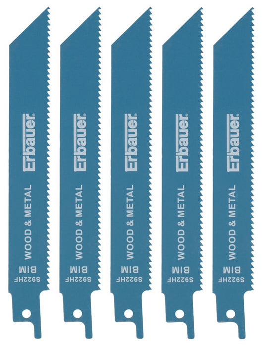 Erbauer SRP14955-5pc S922HF Multi-Material Demolition Reciprocating Saw Blades 130mm 5 Pack