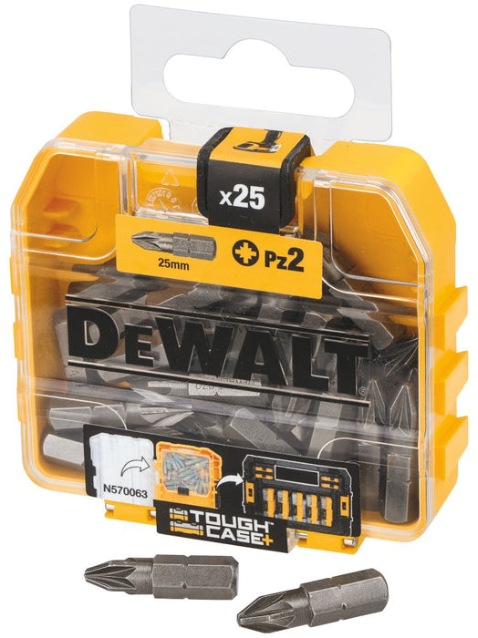 DeWalt, puntas para destornillador PZ2 PZ con vástago hexagonal de 6,35 mm y 25 mm, caja de 25