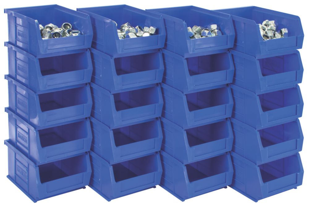 Barton - Pack de 20 contenedores de almacenaje TC2 semiabiertos en azul de 1,27 l