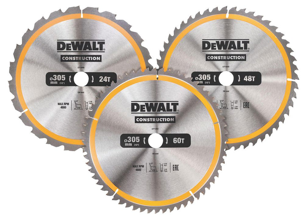 DeWalt  Wood Circular Saw Blades 305 x 30mm 244860T 3 Pack