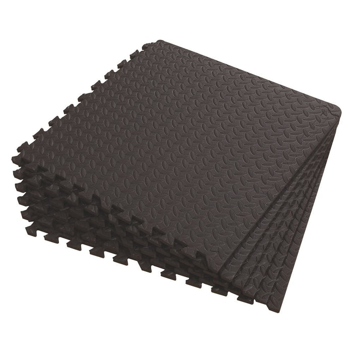 Alfombrilla antideslizante con bordes de unión, negro, 600 × 600 mm, pack de 6