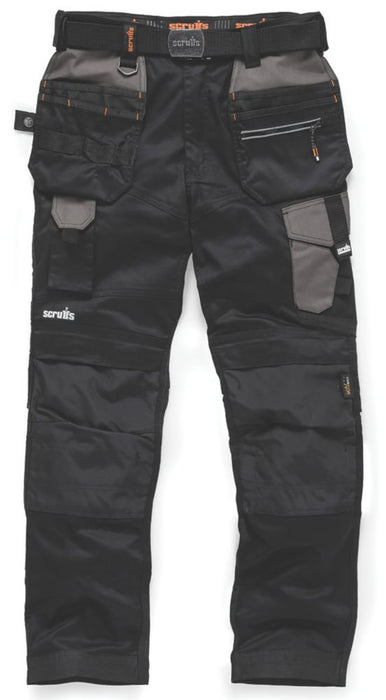 Scruffs Pro Flex Holster Work Trousers Black 36" W 30" L