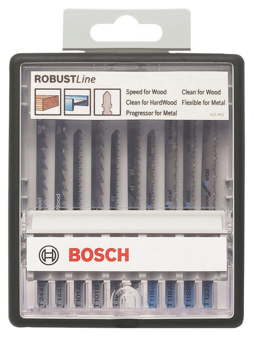 Bosch, hojas para sierra de calar multimaterial RobustLine 2.607.010.542, juego de 10 piezas