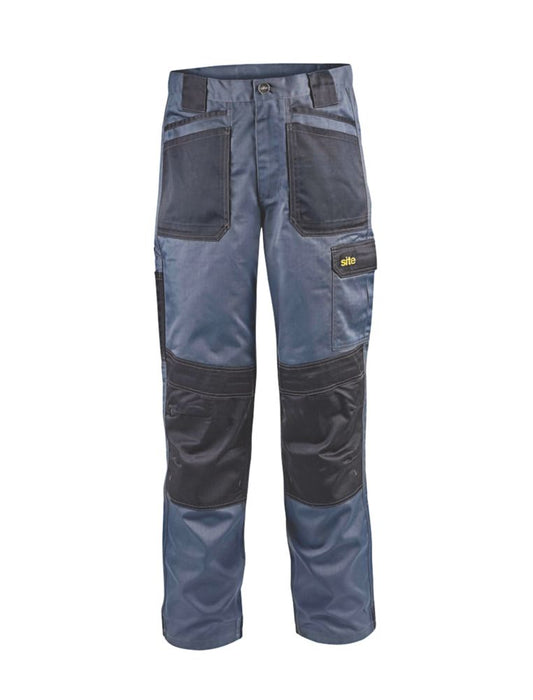 Site Harrier Work Trousers Grey  Black 36" W 32" L