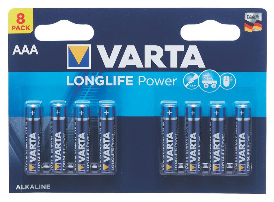 Lot de 8 piles AAA puissantes et longue durée Varta