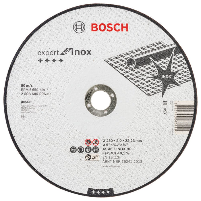 Bosch, discos de corte para metal/acero inoxidable Expert, 9" (230 mm) × 2 × 22,23 mm