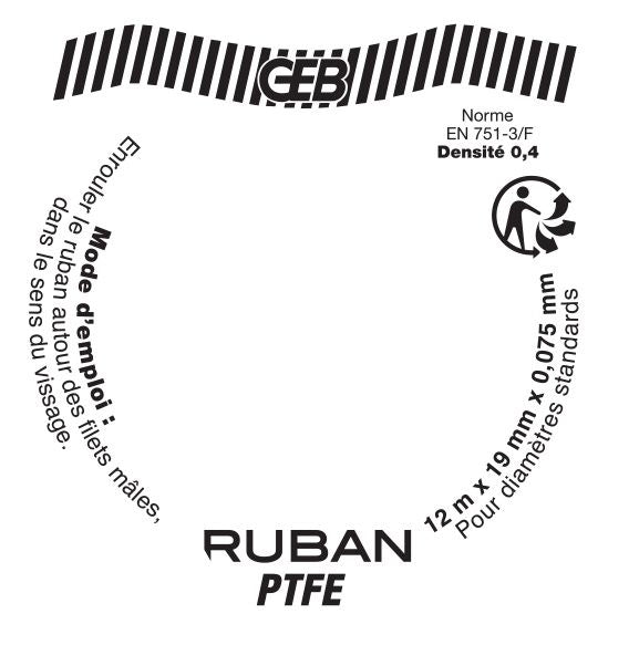 GEB, cinta de PTFE estándar, 12 m x 0,75 mm