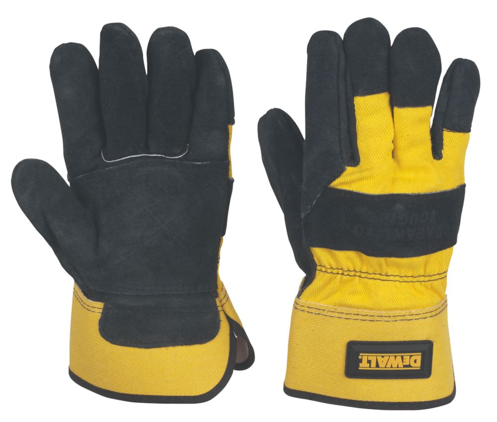 DeWalt DPG41L Premium Rigger Gloves Black Yellow Large — Screwfix EU