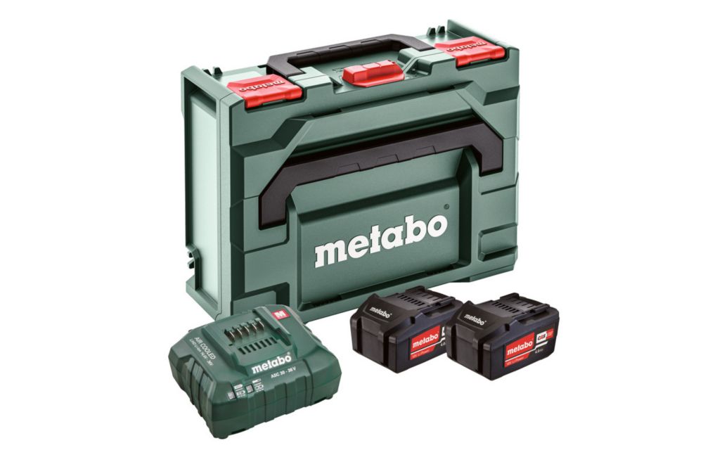 Metabo - Juego básico de cargador y batería CAS de iones de litio de 18 V y 4,0 Ah, pack de 2 piezas