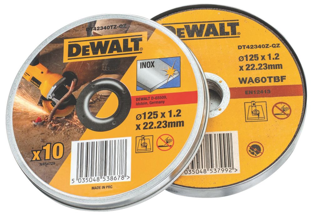 DeWalt DT42340TZ-QZ Stainless Steel Cutting Disc 5" (125mm) x 1.2 x 22.23mm 10 Pack