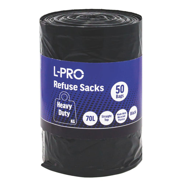 Pack de 50 bolsas de basura negras de 70 litros de L-PRO