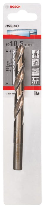 Bosch Twist Cobalt 2608585866 Straight Shank HSS Drill Bit 10.5 x 133mm