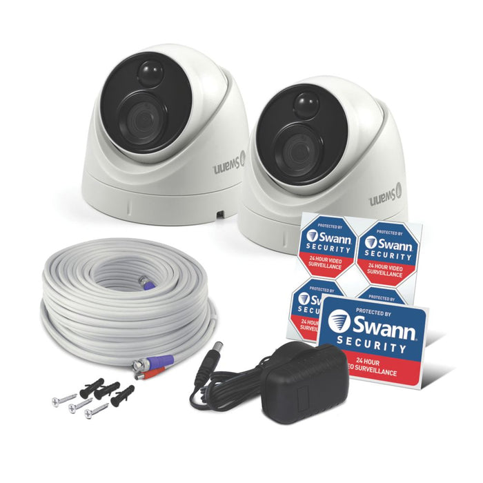 Swann - Pack de 2 cámaras blancas adicionales de techo para exterior SWPRO-4KDOMEPK2-EU con resolución 4K y conectadas por cable