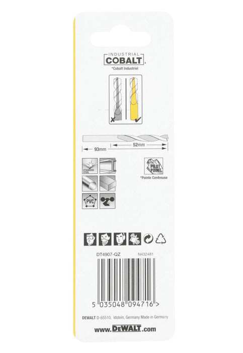 Foret Cobalt HSS à queue hexagonale DeWalt 5,5 x 93mm 